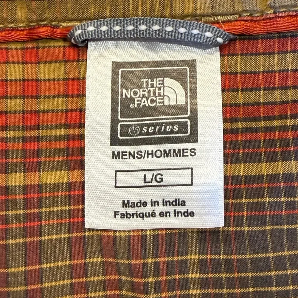 The North Face Gold, Red and Brown  Plaid Long Sleeve Cotton Shirt Mens Large